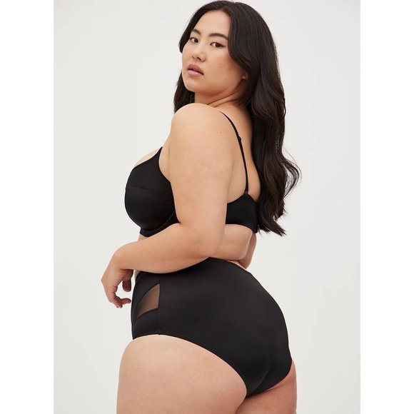 Torrid NEW Microfiber & Mesh Shiny Black Brief Panties Sizes 2X,3X,4X Available - Picture 2 of 5